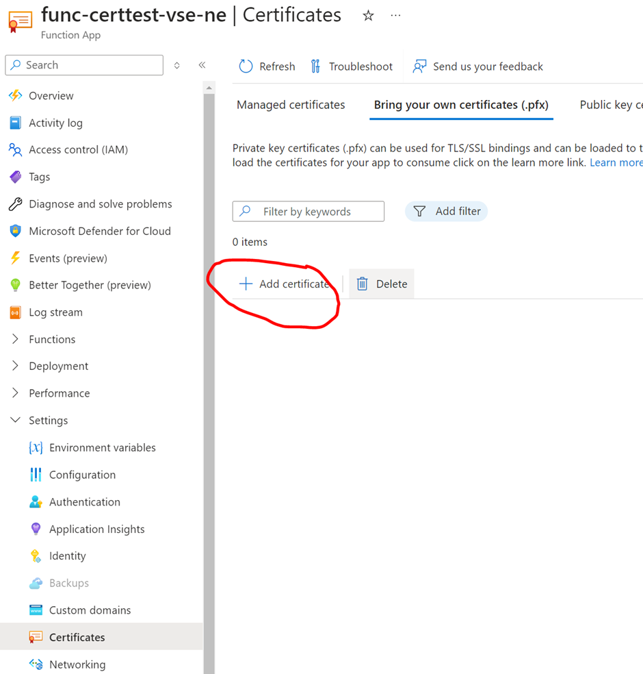 Function App Certificates