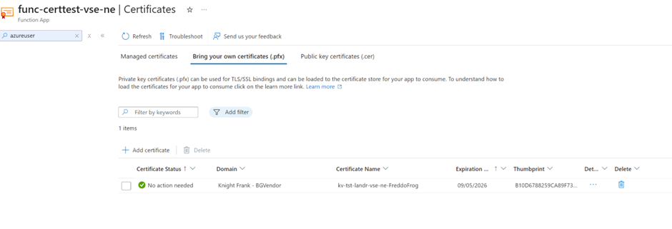 Function App Certificates